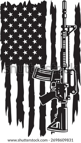 AR-15 Rifle American Flag Vector – Patriotic Gun Design for 2nd Amendment Supporters, Hunters, and Tactical Enthusiasts