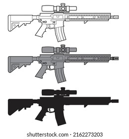 Ar15 Rifle Gun Modern Weapon Vector Design