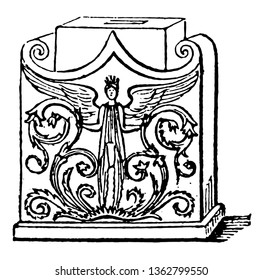 Ara is an altar in Ancient Greece, vintage line drawing or engraving illustration.