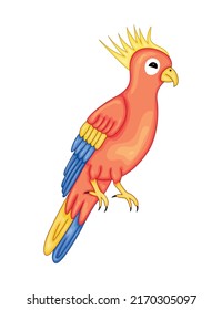 Ara parrot in cartoon style for children's postcards, posters and other in cartoon style on white background. Vector illustration.