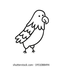 Ara parrot doodle icon. Hand drawn bird. Isolated vector illustration on white background