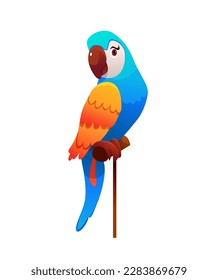 Ara Parrot Isolated. Macaw. Vector Illustration in Cartoon Style. Zoo.