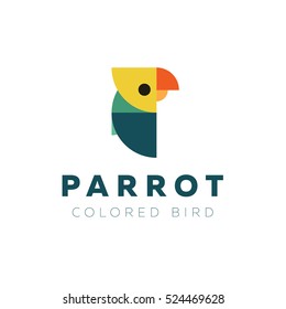 Ara a parrot in the style geometry and modern minimalism logos design
