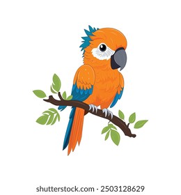 Ara parrot vector. Birds of Amazonian forests in flat design vector illustration