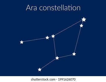 Ara zodiac constellation sign with stars on blue background of cosmic sky. Vector illustration