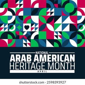 Arab American Heritage Month geometric shape pattern background banner or poster design template. observed every year in April. Holiday concept. Use to any Template, card, poster, placard, template.