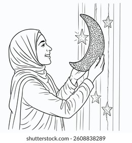 arab, arabic, background, black, black and white, cartoon, celebration, character, child, children, color, concept, culture, design, drawing, east, faith, fun, graphic, greeting card, hand, happy, hol