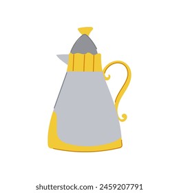 Arabische Teekanne Cartoon. Dallah Ramadan, Wasserkocher Golf, Saudi Oman Arabische Teekanne Zeichen. Isolierte Symbol Vektorillustration