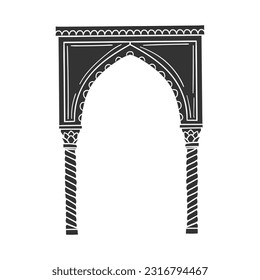 Arab Arch Icon Silhouette Illustration. Muslim Architecture Vector Graphic Pictogram Symbol Clip Art. Doodle Sketch Black Sign.