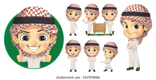 Arab Boy Character Set, Vector EPS 10