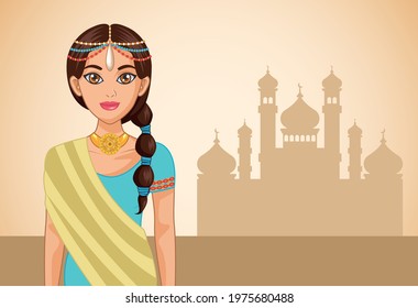arab bride and mosque with blue suit
