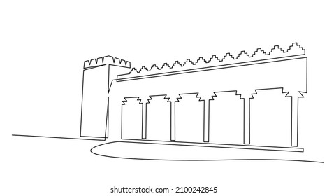 Arab building in the national style  Dynamic continuous one line drawing design vector illustration