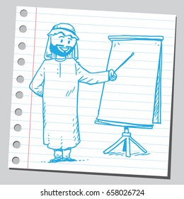 Arab business man with flip chart