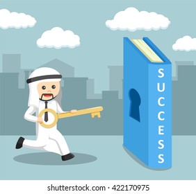 arab businessman carrying key to the  success book