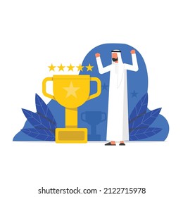 An Arab businessman celebrates his success