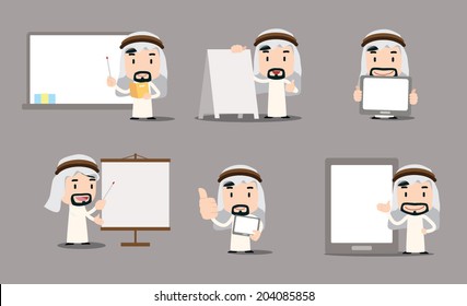 arab businessman character - blank chart