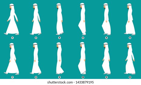Arab Businessman Character Walk Cycle Animation Sequence 