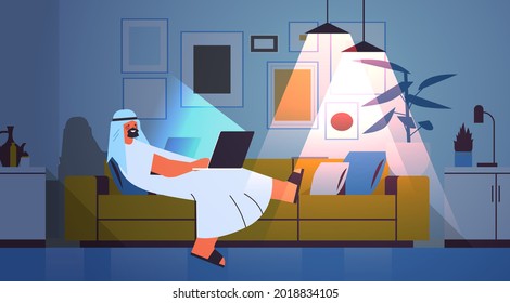 arab businessman freelancer working on laptop arabic man using notebook social media network communication