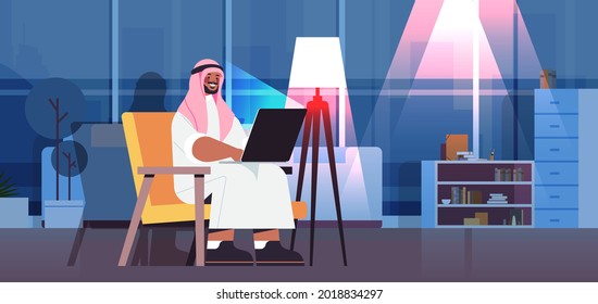 arab businessman freelancer working on laptop arabic man using notebook social media network communication