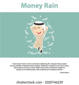 Arab Businessman Money Rain Infographic