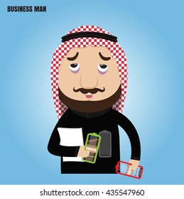 Arab businessman need to recharge the coffee.