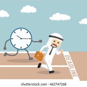 arab businessman race againts to the deadline