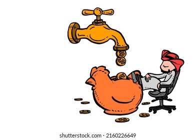 Arab businessman relax waiting his wealth and investment grow. Drawing vector illustratinon design.