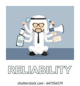 arab businessman reliability photo text style