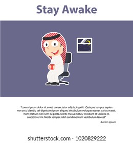 Arab Businessman Stay Awake Infographic