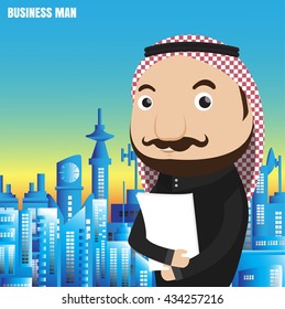 Arab businessman  from vector.Arab businessman ready to work in the morning.
