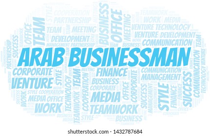 Arab Businessman word cloud. Collage made with text only.