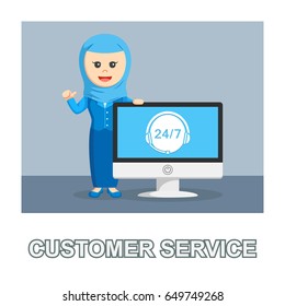 arab businesswoman customer service photo text style