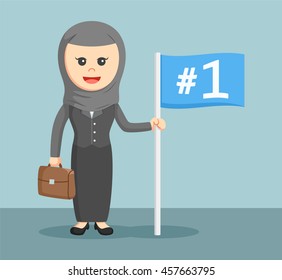 arab businesswoman with number one flag