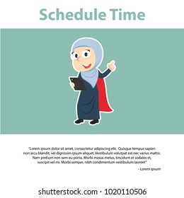 Arab Businesswoman Schedule Time Infographic