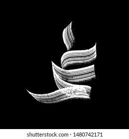 Arab calligraphic waves. White lines on a black background. Illustration for background, decorations and frames.