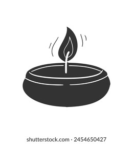 Arab Candle Icon Silhouette Illustration. Traditional Vector Graphic Pictogram Symbol Clip Art. Doodle Sketch Black Sign.