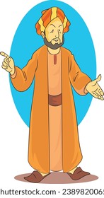 An Arab character wearing old Arab clothing