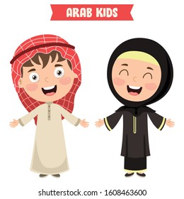 Arab Children Wearing Traditional Clothes