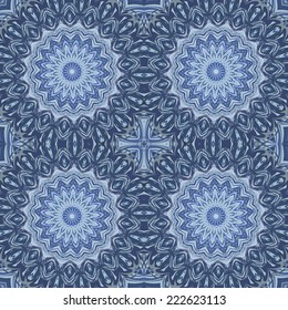 Arab circular seamless ornament in blue colors, EPS8 - vector graphics.