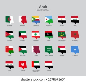 Arab Countries Flag Icons Collection, Chat Flag Icons