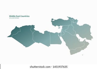 arab countries map.eps graphic vector of middle east countries map. svg