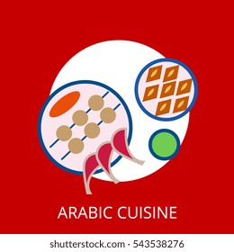 Arab cuisine - Flat style design element for icon, logo, symbol. isolated on background.