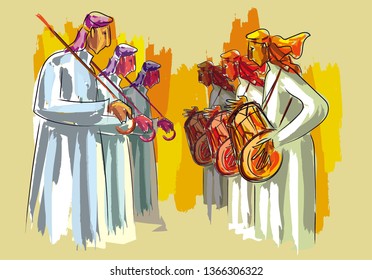 Arab Cultural Performance Illustrated Art