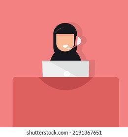 arab customer service  flat  design Character
