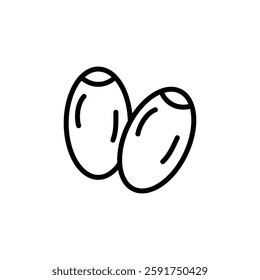 Arab date fruit icon, vector flat black simple linear illustration for web and app..eps