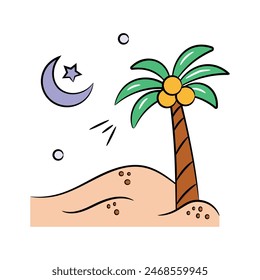 Arabische Wüsten-Ikone im Doodle-Stil, bereit, Vektorgrafik zu verwenden