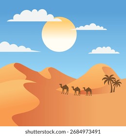 arab desert nature landscape vector art