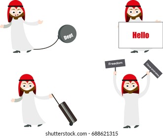 Arab in different positions