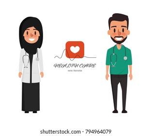 arab doctor occupation friendly character health care hospital.