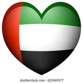Arab Emirates flag in heart shape icon illustration